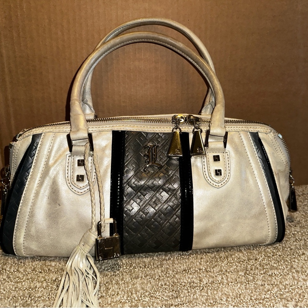 L.A.M.B. y2k Vintage Elegant White, Gray and Black Handbag - Picture 4 of 9